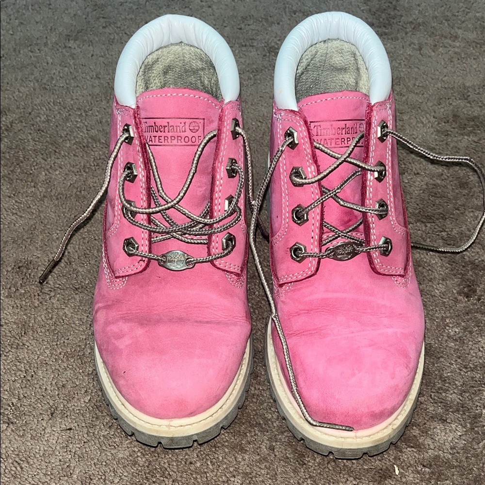 Timberland Pink Lace-Up Boots